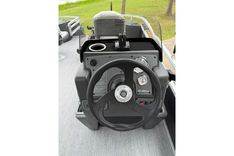 Slide: The Image of Steering console of 2026 Sun Tracker Bass Buggy 18 DLX pontoon boat. - 8