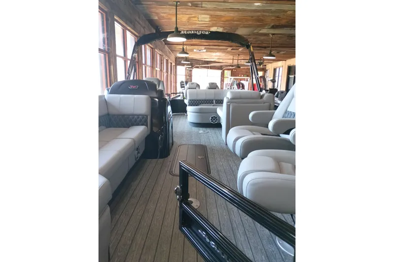 The Image of Luxurious interior of 2026 Ranger 223F boat with plush seating and modern design. - 0