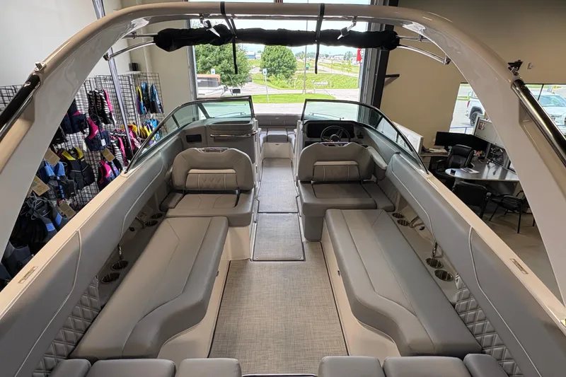 Slide: The Image of Luxurious interior of 2027 Regal LS6 boat with spacious seating and modern design. - 19