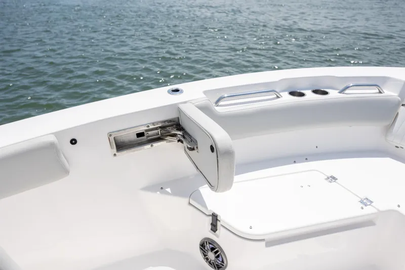 Slide: The Image of 2022 Sea Fox 228 Commander boat interior with seating and cup holders. - 15