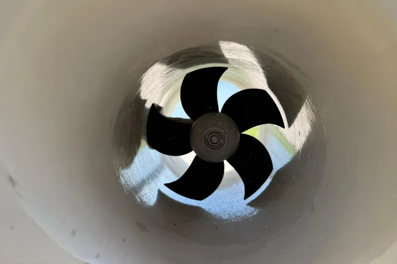 Slide: The Image of Close-up of a propeller inside the 2025 Bayliner Trophy T23 Pilothouse. - 60