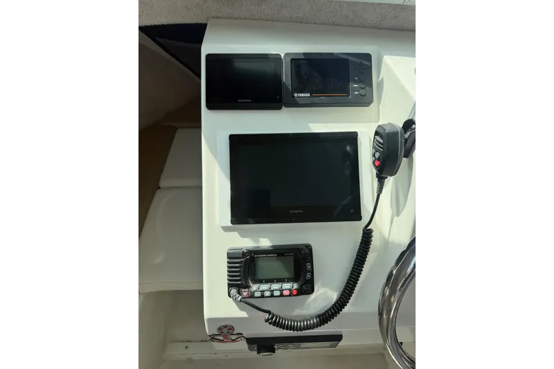 Slide: The Image of Control panel of 2019 Parker 2320 SL Sport Cabin with Garmin and Yamaha electronics. - 9