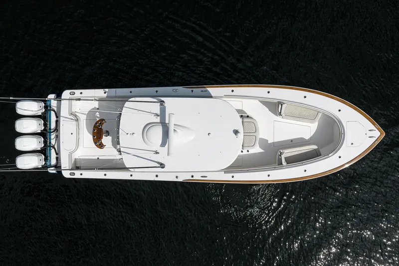 Slide: The Image of Overhead view of 2020 Valhalla Boatworks V-41 on dark water. - 14