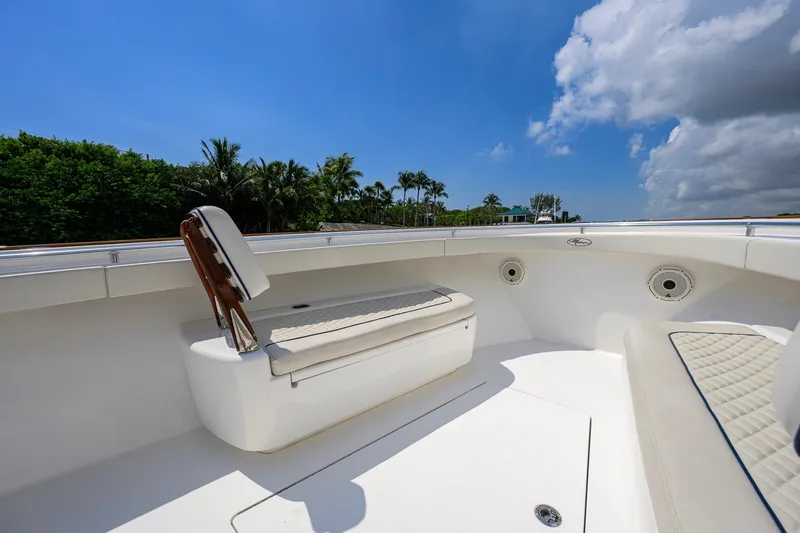 Slide: The Image of 2020 Valhalla Boatworks V-41 interior with seating, under a clear blue sky. - 33