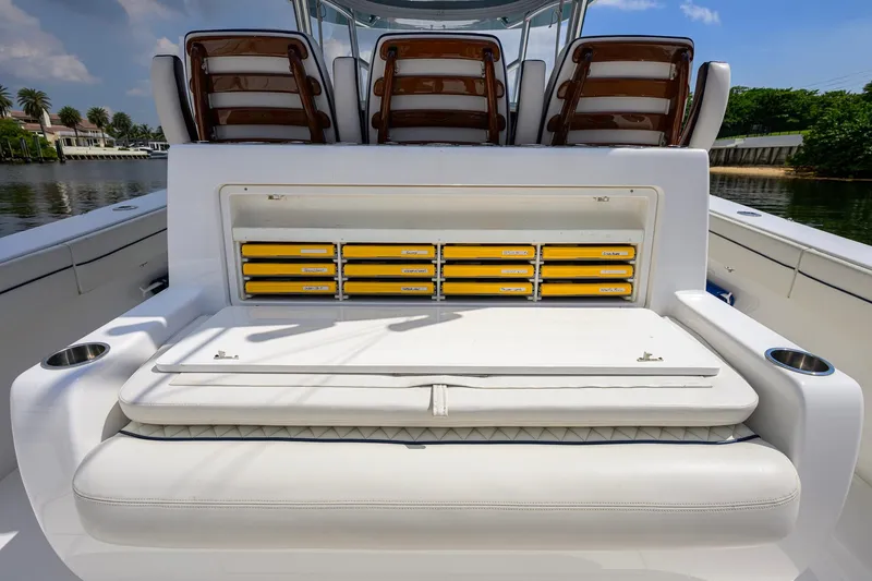 Slide: The Image of 2020 Valhalla Boatworks V-41 with organized tackle storage and comfortable seating. - 66