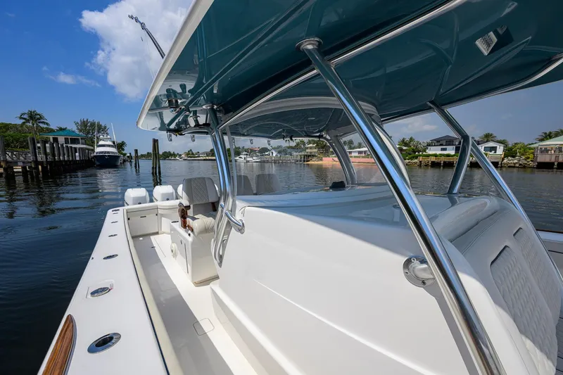 Slide: The Image of 2020 Valhalla Boatworks V-41 on calm water, showcasing sleek design and modern features. - 24
