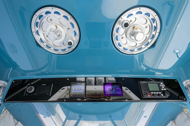 Slide: The Image of 2020 Valhalla Boatworks V-41 helm with advanced navigation and control systems. - 21