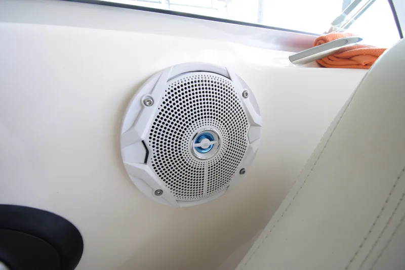 Slide: The Image of Close-up of a speaker on a 2010 Bryant 255 boat. - 49