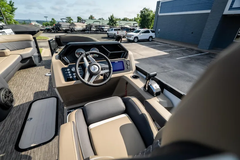 Slide: The Image of Interior view of 2026 Viaggio Z24S boat cockpit with modern steering and controls. - 20