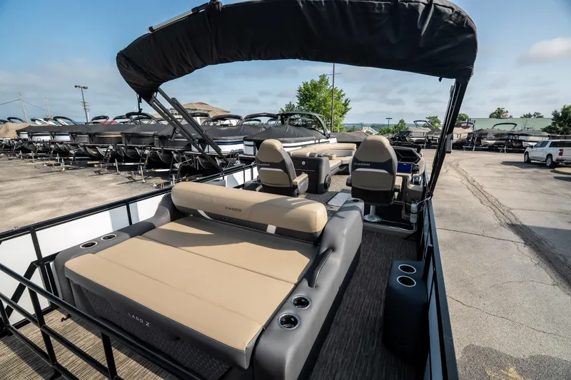 Slide: The Image of Luxurious 2026 Viaggio Z24S pontoon boat with spacious seating and sleek design. - 29