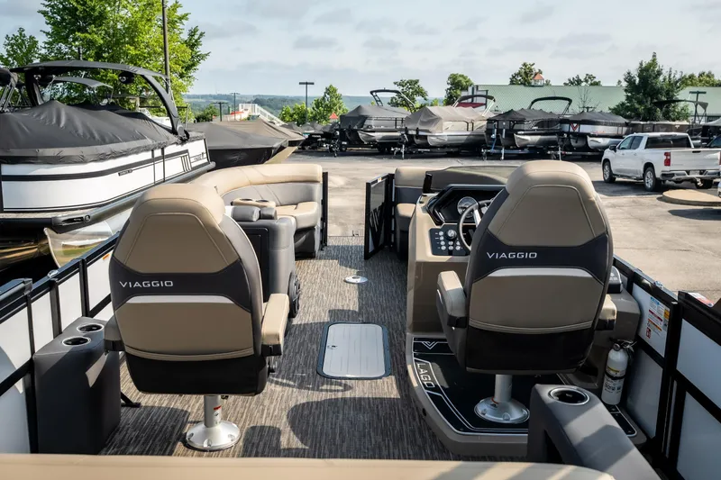 Slide: The Image of Interior view of a 2026 Viaggio Z24S boat with seating and control panel. - 35