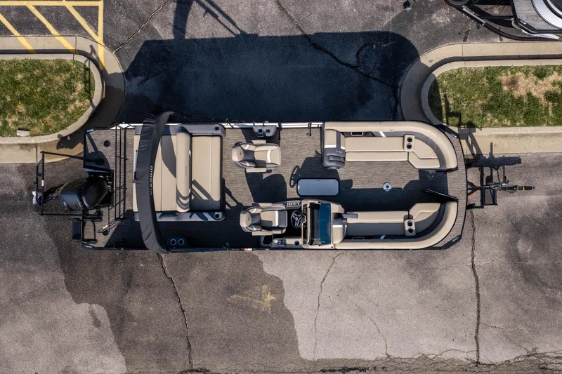 Slide: The Image of Aerial view of 2026 Viaggio Z24S pontoon boat parked on asphalt. - 38
