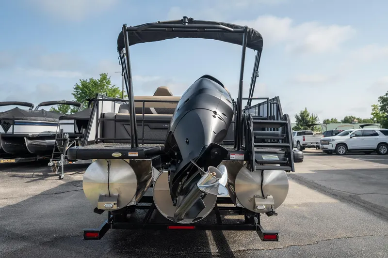 Slide: The Image of Rear view of 2026 Viaggio Z24S pontoon boat with outboard motor. - 8