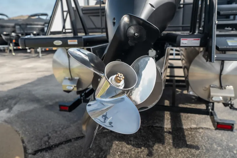 Slide: The Image of Close-up of a 2026 Viaggio Z24S boat propeller, showcasing its sleek, shiny metal design. - 9