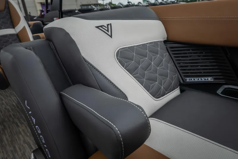 Slide: The Image of Luxurious seating in the 2026 Viaggio Diamante UWA 26 with intricate stitching and branding. - 25