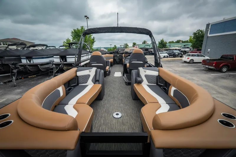 Slide: The Image of Luxurious 2026 Viaggio Diamante UWA 26 boat interior with plush seating and modern design. - 37