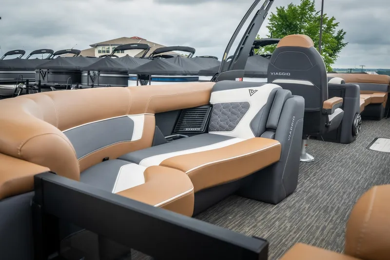 Slide: The Image of Luxurious interior of 2026 Viaggio Diamante UWA 26 boat with plush seating and modern design. - 39