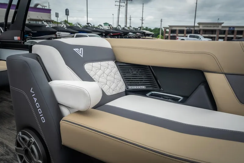 Slide: The Image of Luxurious seating in the 2026 Viaggio D26U boat, featuring elegant design and premium materials. - 17