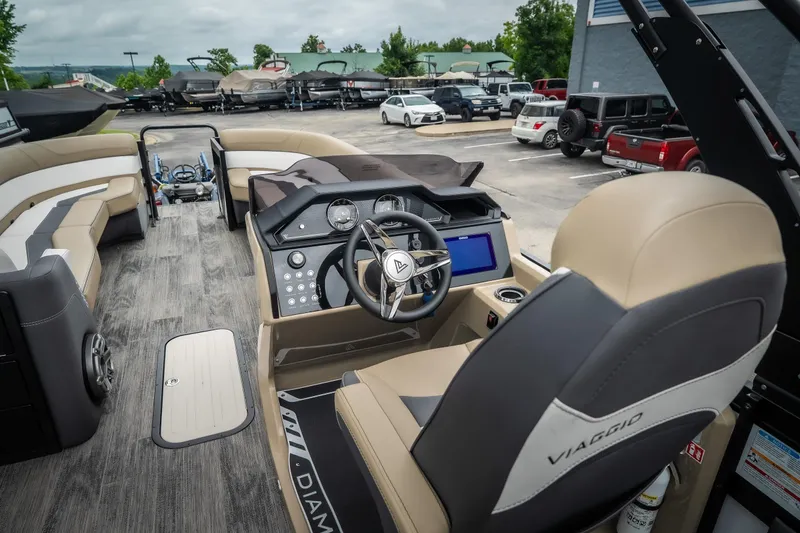 Slide: The Image of 2026 Viaggio D26U boat interior with modern dashboard and luxurious seating. - 22