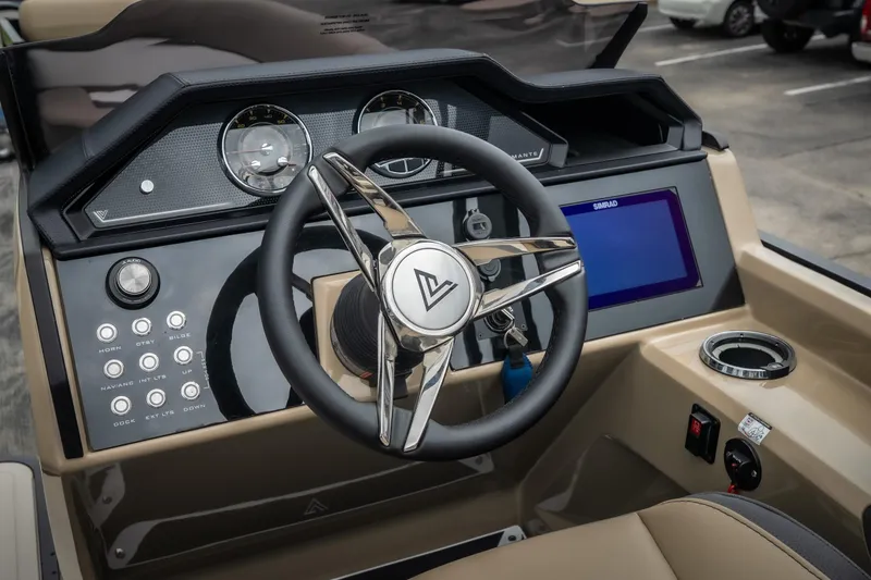 Slide: The Image of Steering console of 2026 Viaggio D26U boat with modern controls and display. - 24