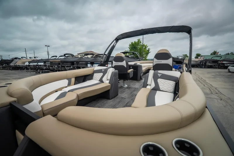 Slide: The Image of Luxurious 2026 Viaggio D26U boat interior with plush seating and modern design. - 29