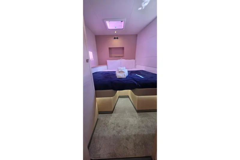 Slide: The Image of Luxurious bedroom interior of 2018 Fountaine Pajot Motor Yacht 44 with modern design. - 44