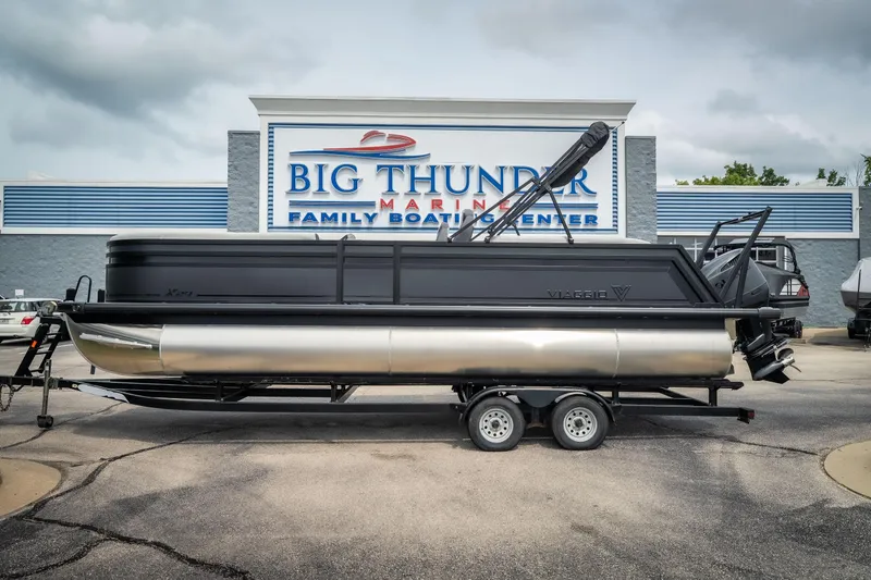 Slide: The Image of 2026 Viaggio Lago X-U 24 pontoon boat at Big Thunder Marine dealership. - 10