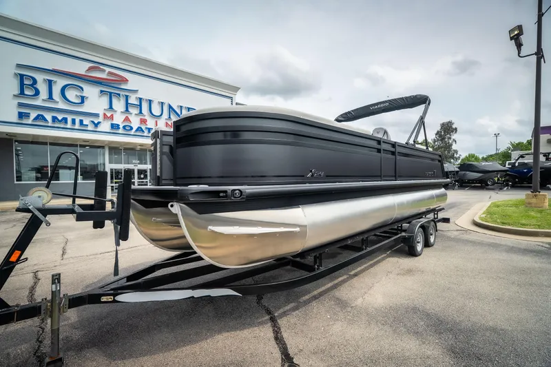 Slide: The Image of 2026 Viaggio Lago X-U 24 pontoon boat at Big Thunder Marine dealership. - 12