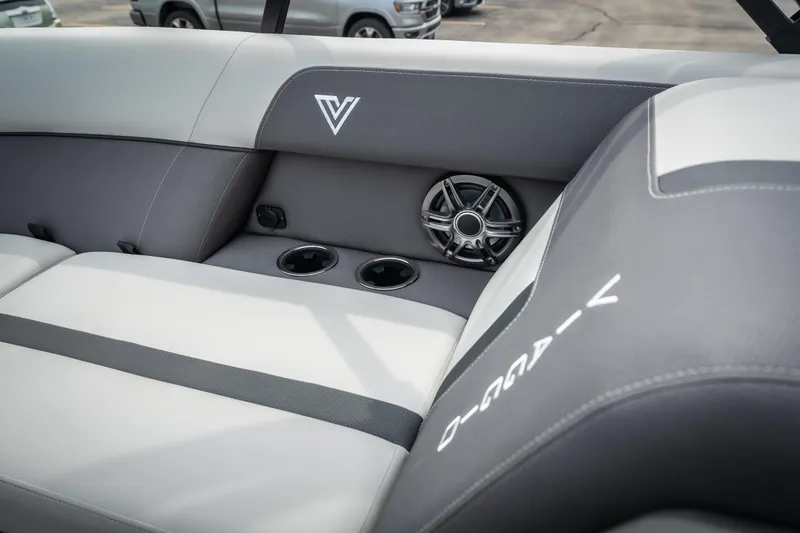 Slide: The Image of Interior of 2026 Viaggio Lago X-U 24 boat with speaker and cup holders. - 31