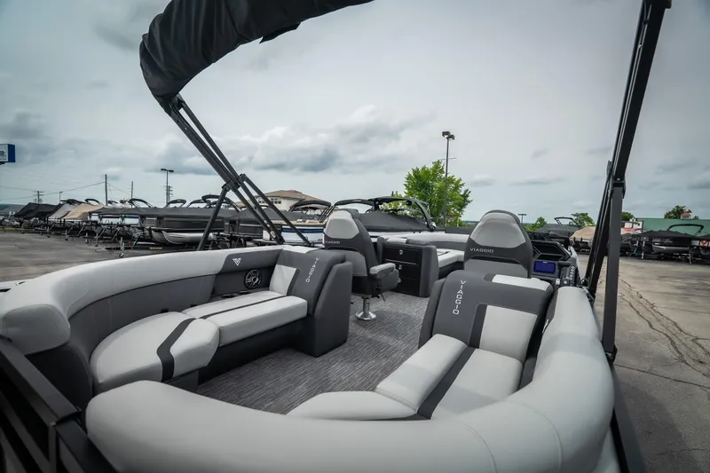Slide: The Image of 2026 Viaggio Lago X-U 24 pontoon boat with luxurious seating and modern design. - 34