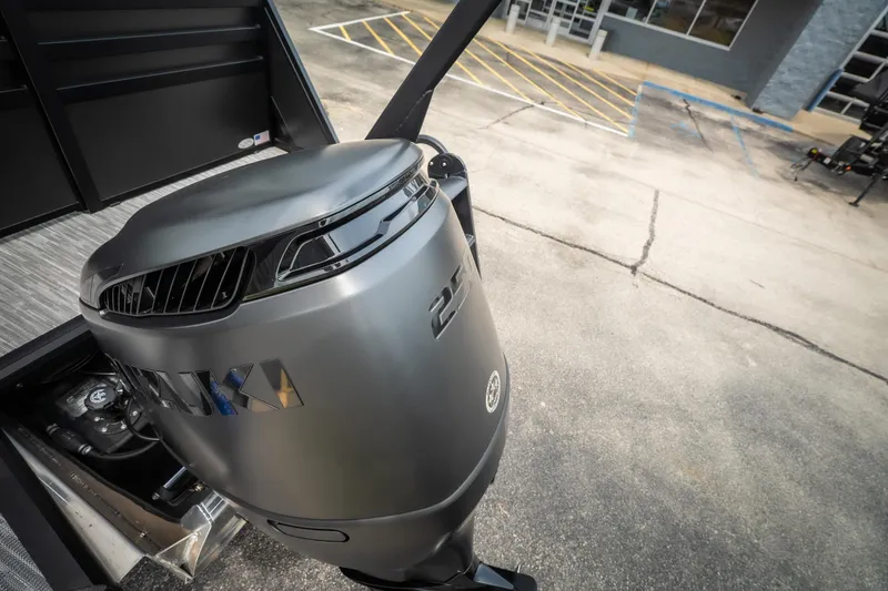Slide: The Image of 2026 Viaggio Lago X-U 24 boat with sleek outboard motor design. - 36