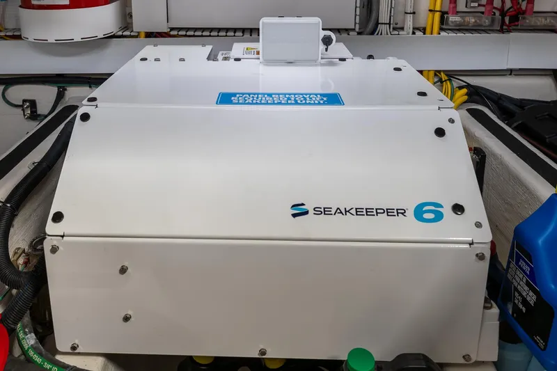 Slide: The Image of Seakeeper 6 stabilizer in 2023 Sabre 45 Salon Express yacht engine room. - 46