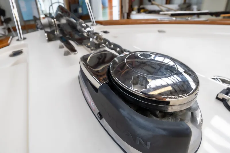 Slide: The Image of Close-up of 2023 Sabre 45 Salon Express yacht's anchor windlass system. - 61