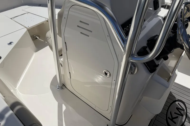 Slide: The Image of 2026 Key West 203 FS boat interior with sleek design and stainless steel features. - 29