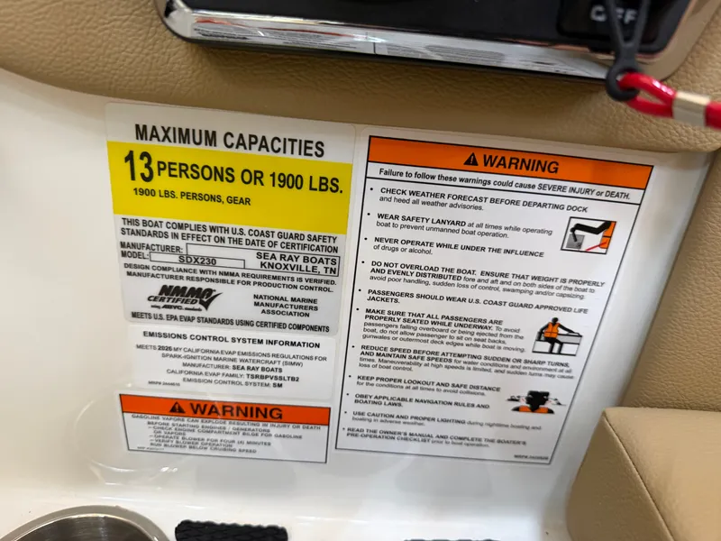 Slide: The Image of Capacity label: 13 persons or 1900 lbs. Includes safety warnings and manufacturer details. - 33