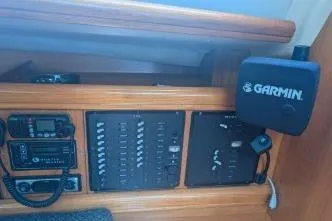Slide: The Image of Control panel of a 2004 Hunter 33 sailboat with Garmin navigation equipment. - 24