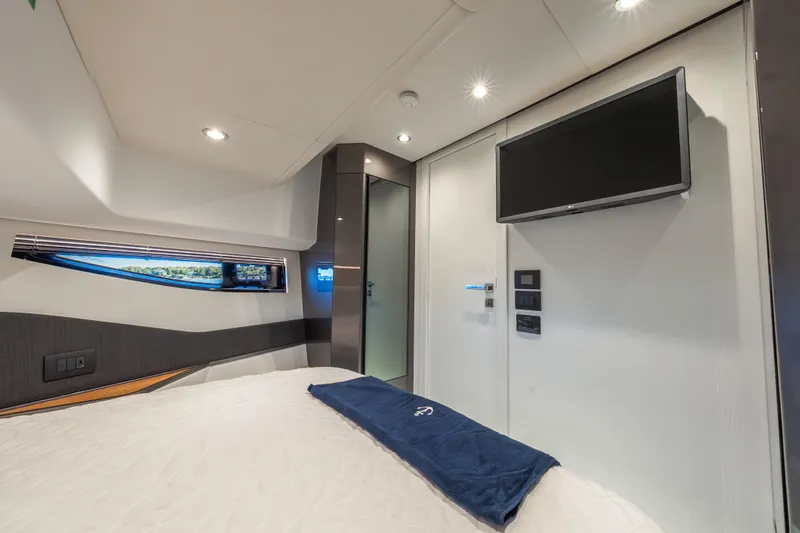 Slide: The Image of Luxurious interior of 2023 Azimut Verve 47 yacht with modern amenities and sleek design. - 32