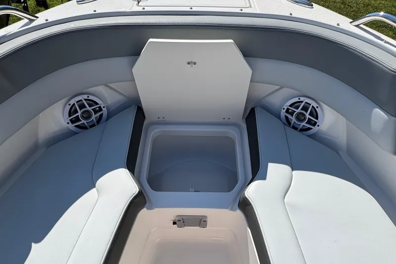 Slide: The Image of Interior of 2026 Chaparral SSX 4 boat with seating and speakers. - 32