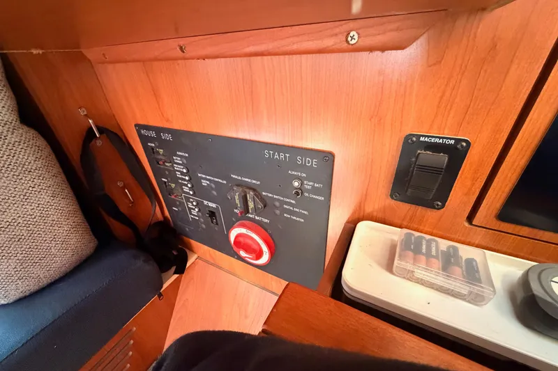 Slide: The Image of Control panel of a 2008 Hunter 45 Deck Salon yacht interior. - 67