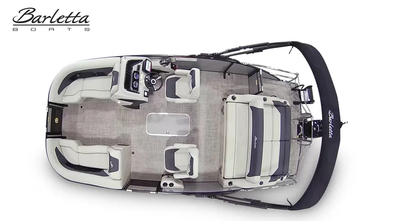 Slide: The Image of Top view of a Barletta ARIA A22UC/TT pontoon boat with seating and helm station. - 7
