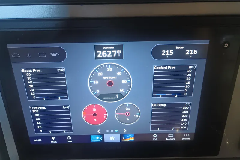 Slide: The Image of Dashboard display of a 2020 Blackwood 27 showing odometer, pressure, and temperature readings. - 18