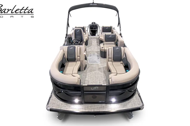 Slide: The Image of 2027 Barletta C22M pontoon boat with luxurious seating and modern design. - 6