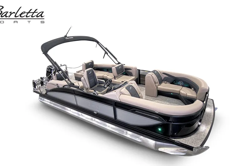 Slide: The Image of 2027 Barletta C22M pontoon boat with sleek design and spacious seating. - 3