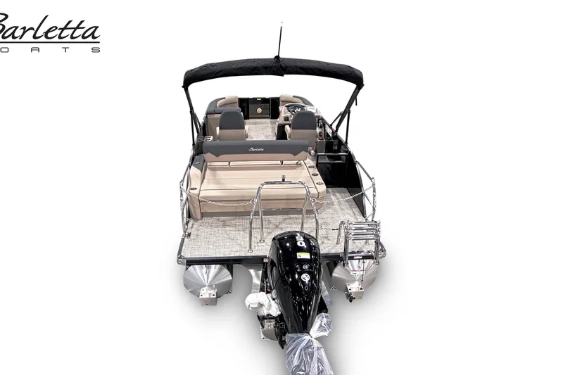 Slide: The Image of 2027 Barletta S22UC pontoon boat with sleek design and modern features. - 3