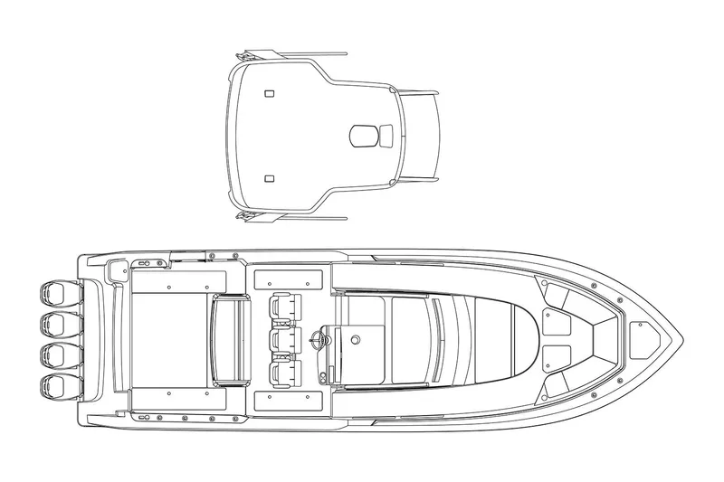 Slide: The Image of Manufacturer Provided Image: Top view schematic of 2022 Boston Whaler 420 Outrage boat. - 44