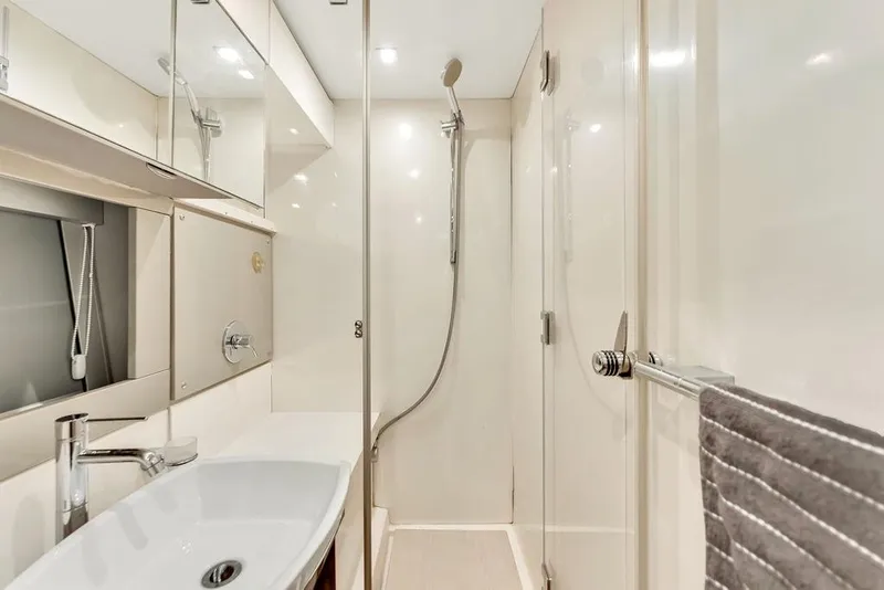 Slide: The Image of Luxurious bathroom in 2012 Fairline Targa 58 yacht, featuring modern fixtures and sleek design. - 51