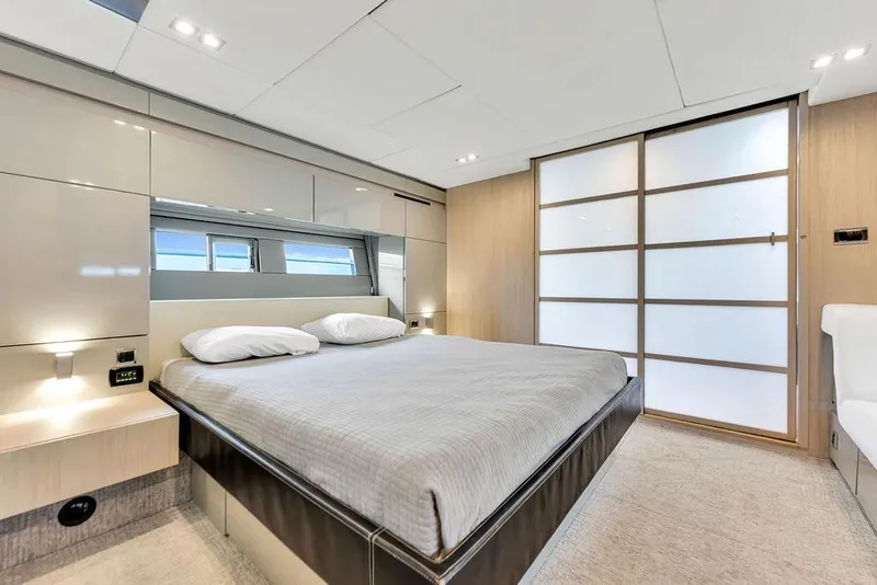 Slide: The Image of Luxurious bedroom interior of 2012 Fairline Targa 58 yacht with modern design. - 53