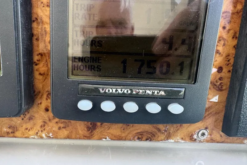 Slide: The Image of Volvo Penta engine display showing 1750.1 hours on a 2008 Formula 37 Performance Cruiser. - 13
