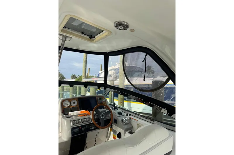Slide: The Image of Interior view of 2008 Formula 37 Performance Cruiser cockpit with steering wheel and controls. - 44