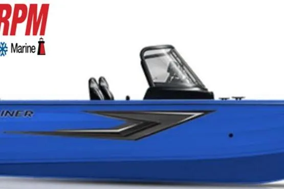 The Image of 2026 Crestliner 1850 Kodiak WT boat in blue, side view with RPM Marine logo. - 1